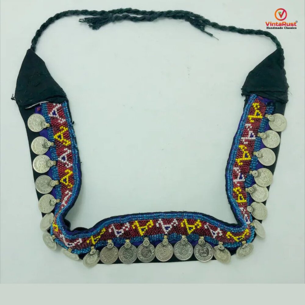 Vintage Tribal Belly Dance Belt: Multicolor Beaded Coin Belt - Picture 4 of 11